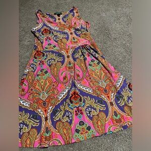 Ralph Lauren Vibrant Paisley Sleeveless Dress